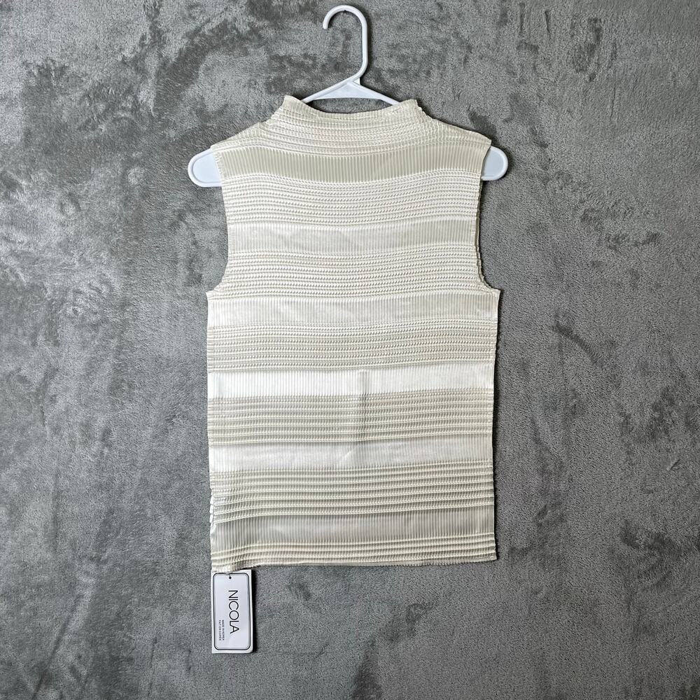 Vintage Y2k Pleated Ivory Tank Artwear XL Deadstock Architectural Textured